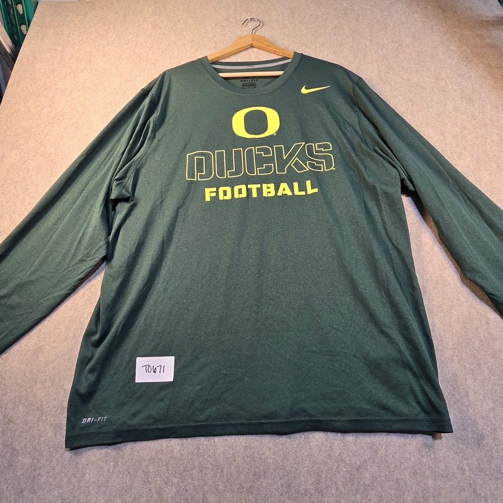 Nike Oregon Ducks Football Dri-FIT Long Sleeve Shirt Men XXL Green NCAA Training